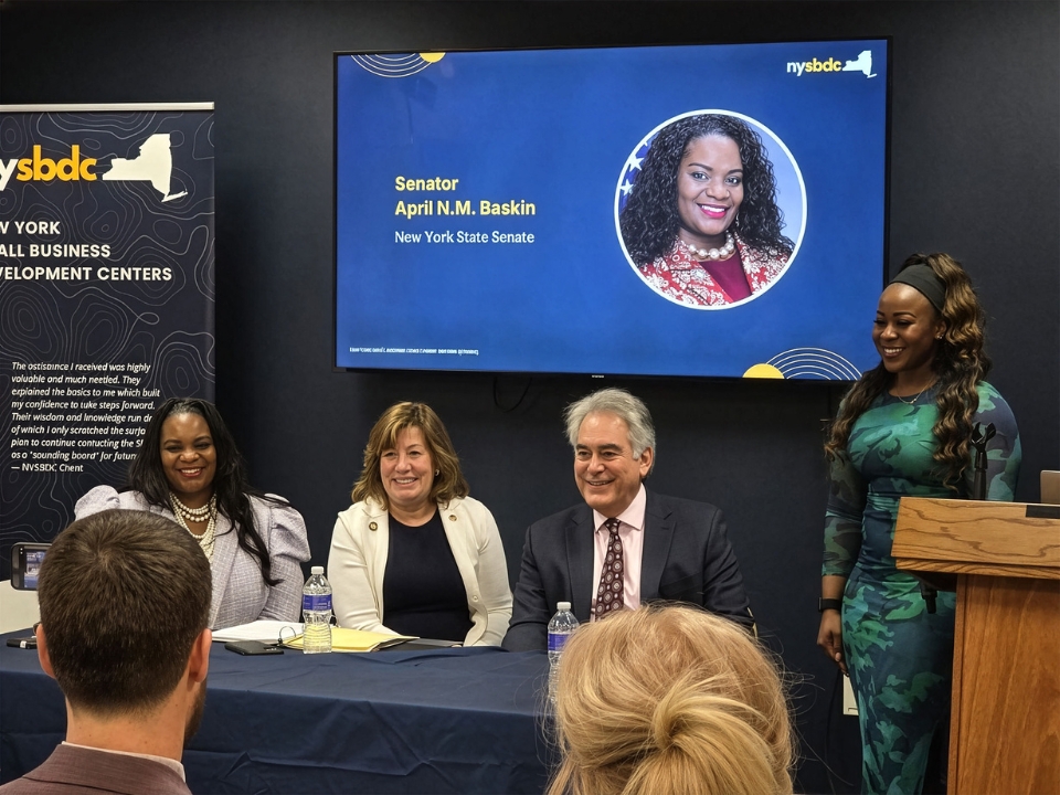 New York SBDC State Director Sonya Smith, MBA, participates in a panel discussion with state legislative leaders during the Friends of New York SBDC event at the Capitol for SBDC Day 2026.