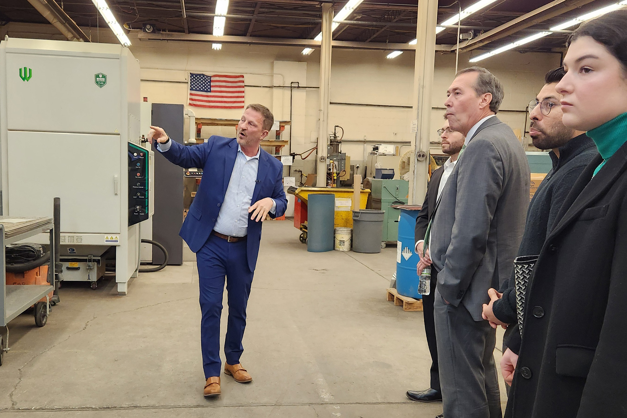 Michael Bower leads New York SBDC representatives and partners on a tour of Eagle Metalcraft’s East Syracuse facility.